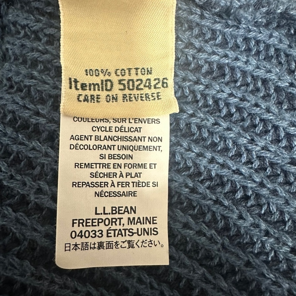 L.L. Bean Women’s 100% Cotton Blue Knit V-Neck Pullover Sweater ~ Size M - Picture 4 of 4